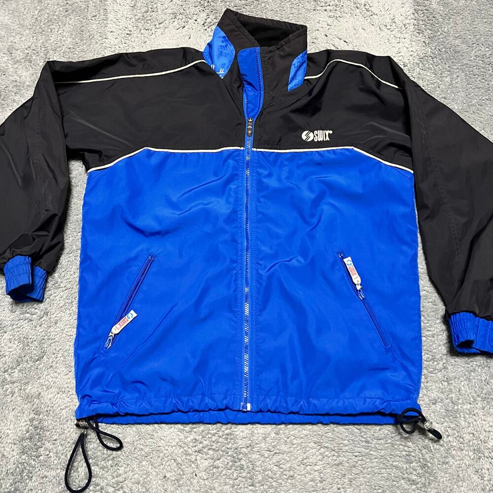 SWIX Jacket Mens Small Zip Windbreaker Blue Lightweight